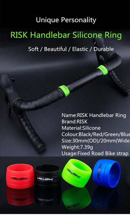 2pcs RISK Bicycle Handlebar Strap Tape – Silicone Anti-Slip Rubber Rings for Bike Grip Fixing