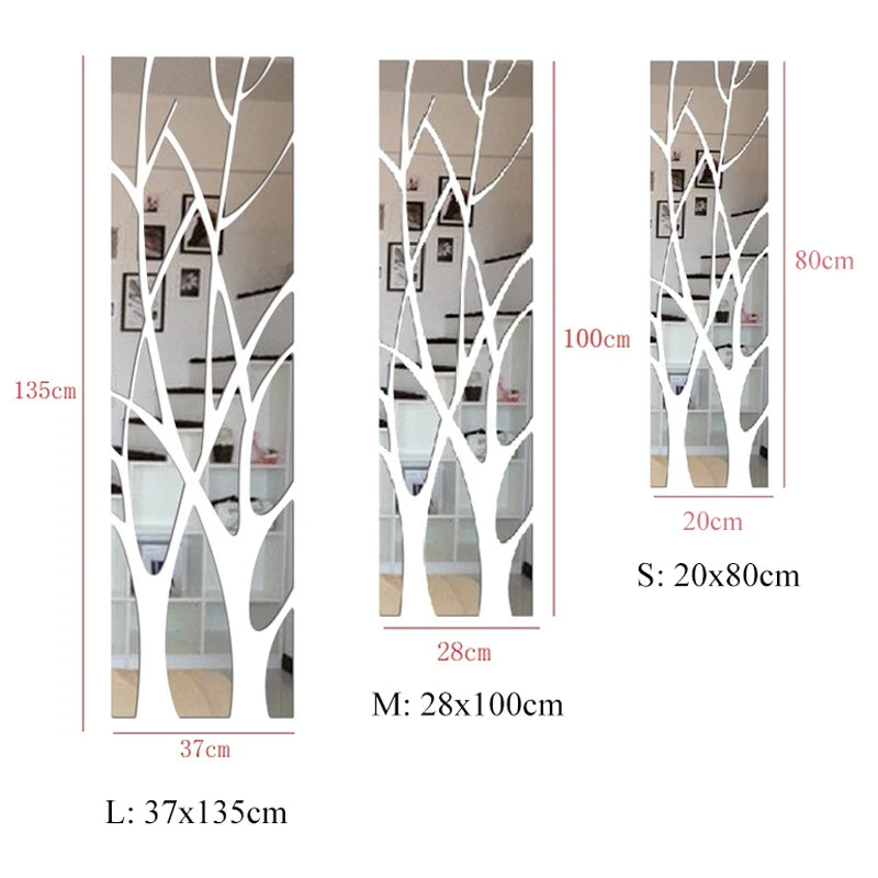 3D Acrylic Mirror Wall Sticker Tree - DIY Art Decal for TV Background, Living Room & Bedroom Home Decor