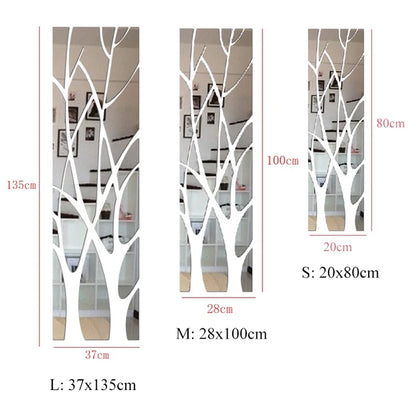 3D Acrylic Mirror Wall Sticker Tree - DIY Art Decal for TV Background, Living Room & Bedroom Home Decor