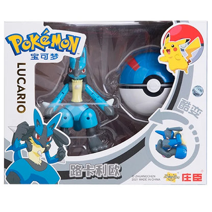 Genuine Pokémon Action Figures Set with Original Box – Pikachu, Charizard, Greninja, Pokéball Deformation Model Toys Gift