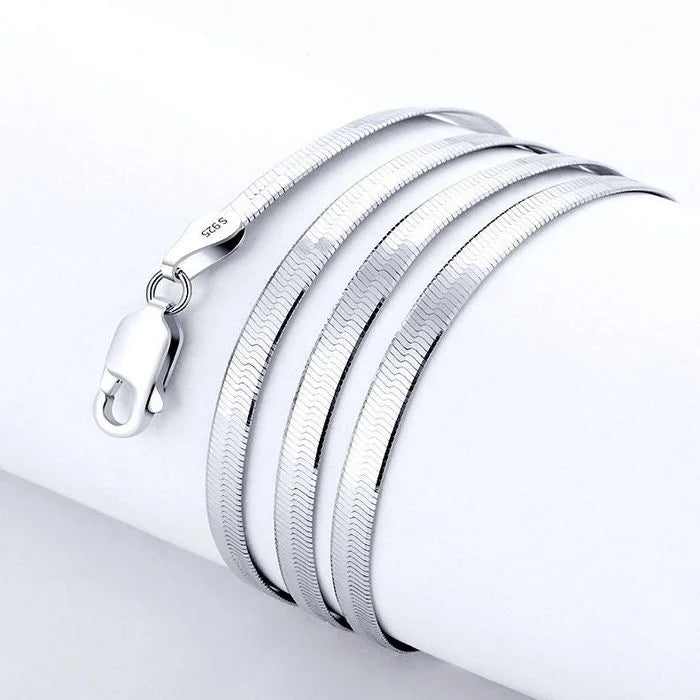 925 Sterling Silver 4MM Blade Chain Necklace – Luxury Jewelry for Men & Women, Wedding & Holiday Gift