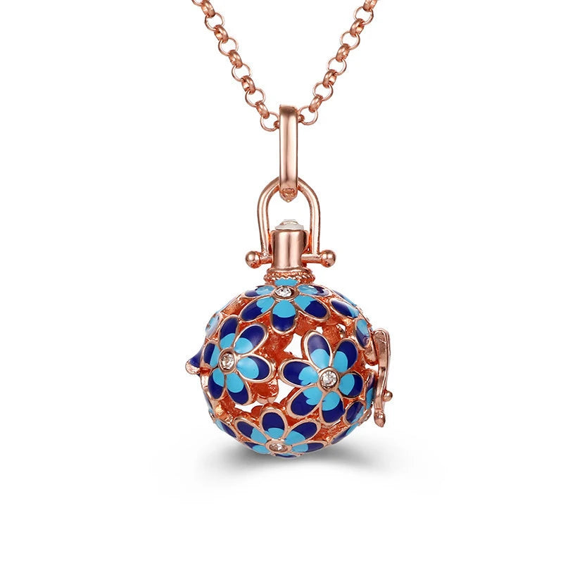 Mexico Music Ball Hollow Zircon Pendant Necklace – Vintage Perfume Aromatherapy Locket for Women