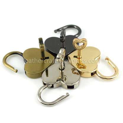 Heart-Shaped Vintage Metal Mini Padlock – Key Lock for Bags, Suitcases, and Luggage with Key