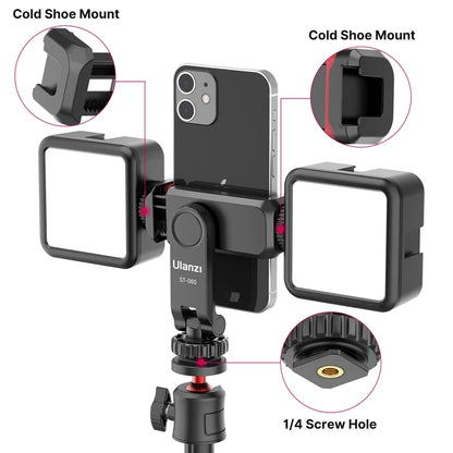 Ulanzi ST-06S Vertical Phone Mount Holder Tripod - Cold Shoe for Mic/Light, Phone Clip - iPhone 12 Vlog Holder Smartphone Accessory