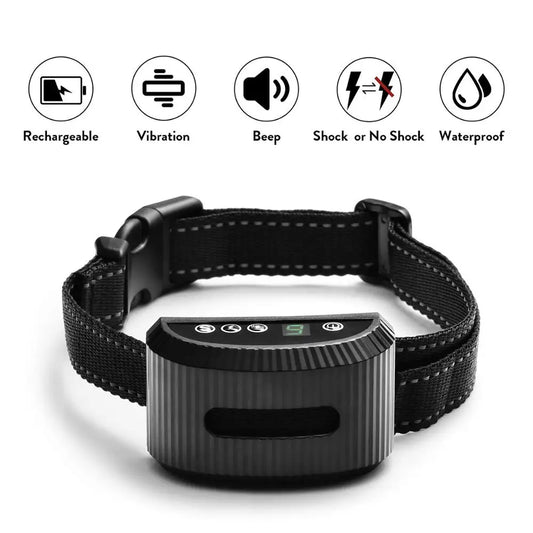 Rechargeable Dog Bark Collar - Advanced Anti-Bark Training Collar with Shock & Vibration Control for Pet Behavior Training