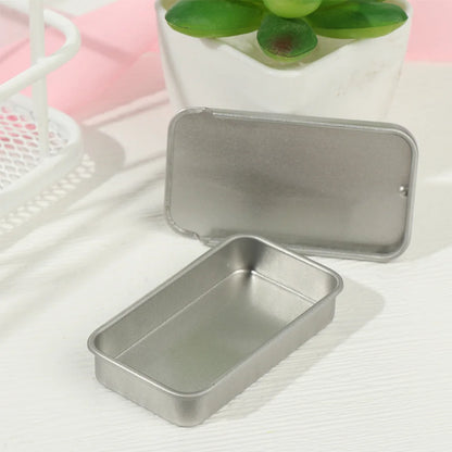Metal Rectangular Mini Tin Box – Hinged Push-Top Candy, Pill & Small Storage Container