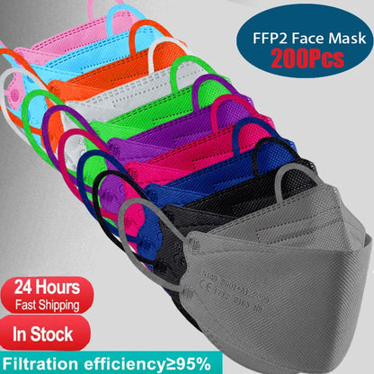 Colored FFP2 KN95 Face Masks – 4-Layer Protective Mascarillas, Certified N95/FFP2 Safety Mask