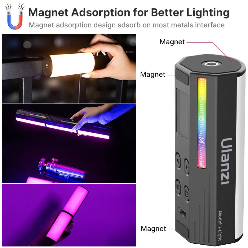 Ulanzi i-Light VL119 RGB LED Light Wand – 2500–9000K Magnetic Tube Light for Photography, Video & Vlog, Handheld Portable Lighting Stick