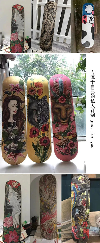 43cm Maple Skateboard Deck – Blank DIY Hand-Painted Decorative Board for Adults & Kids, Double Rocker