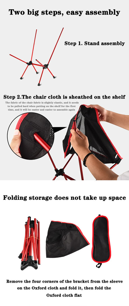 Detachable Portable Folding Moon Chair – Ultralight Outdoor Camping, Beach, Fishing, Hiking Picnic Seat