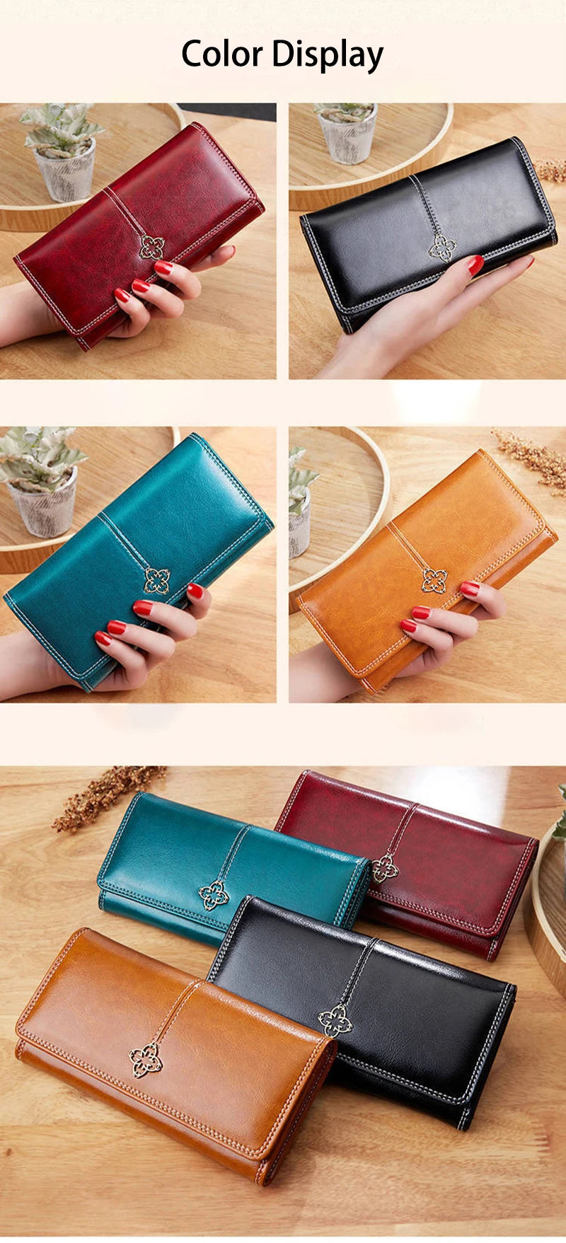 Women’s Leather Long Wallet – Luxury Fashion Purses & Card Holder, Money Bag Handbag for 2022