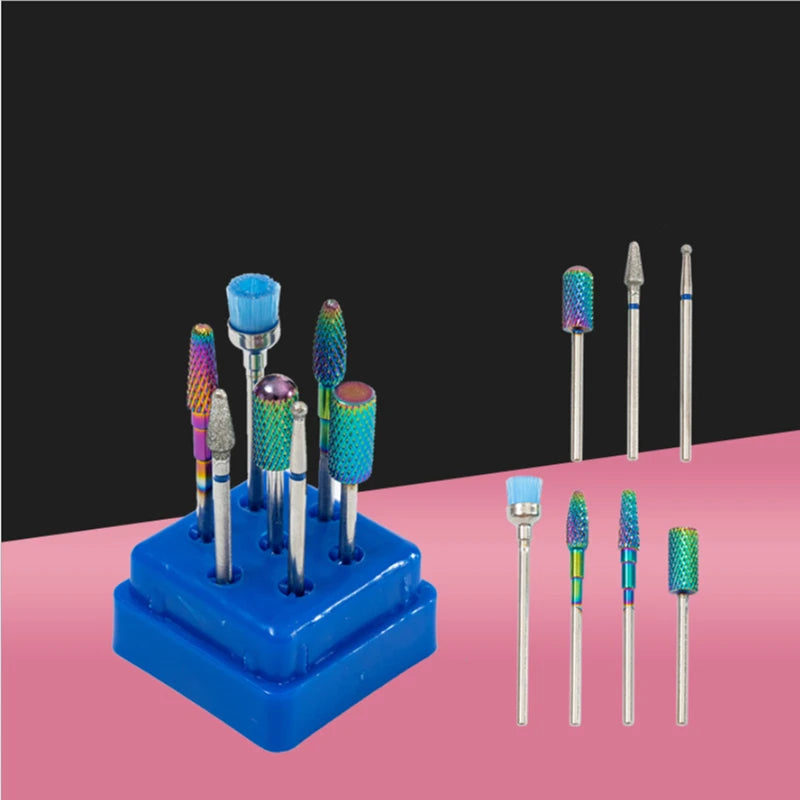 7Pcs Ceramic Milling Cutters Set - Nail Drill Bits for Manicure, Gel Varnish Removal & Nail Care Accessories