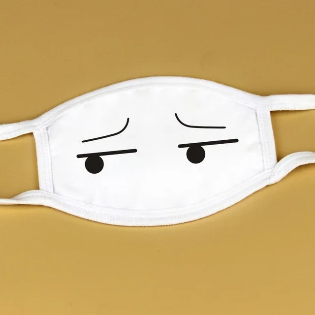 Kawaii Anime Expression Cotton Face Mask – Breathable Smile Mouth Muffle for Unisex Korean Style