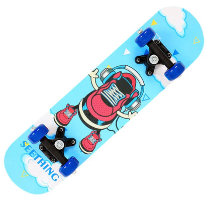 60cm Kids' Beginner Skateboard – Double Rocker Maple Deck with Cartoon Design for Outdoor Fun