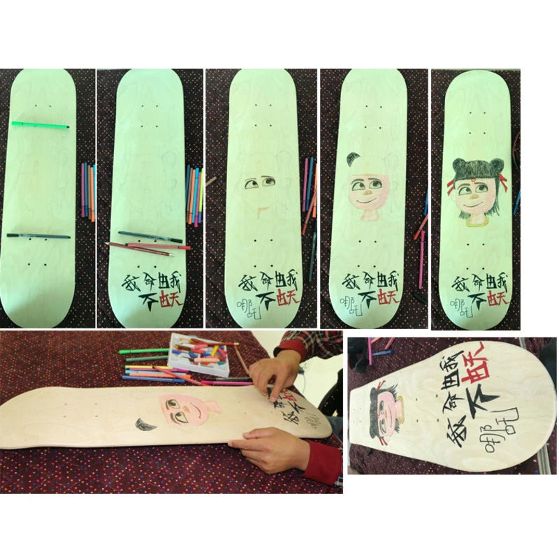 43cm Maple Skateboard Deck – Blank DIY Hand-Painted Decorative Board for Adults & Kids, Double Rocker