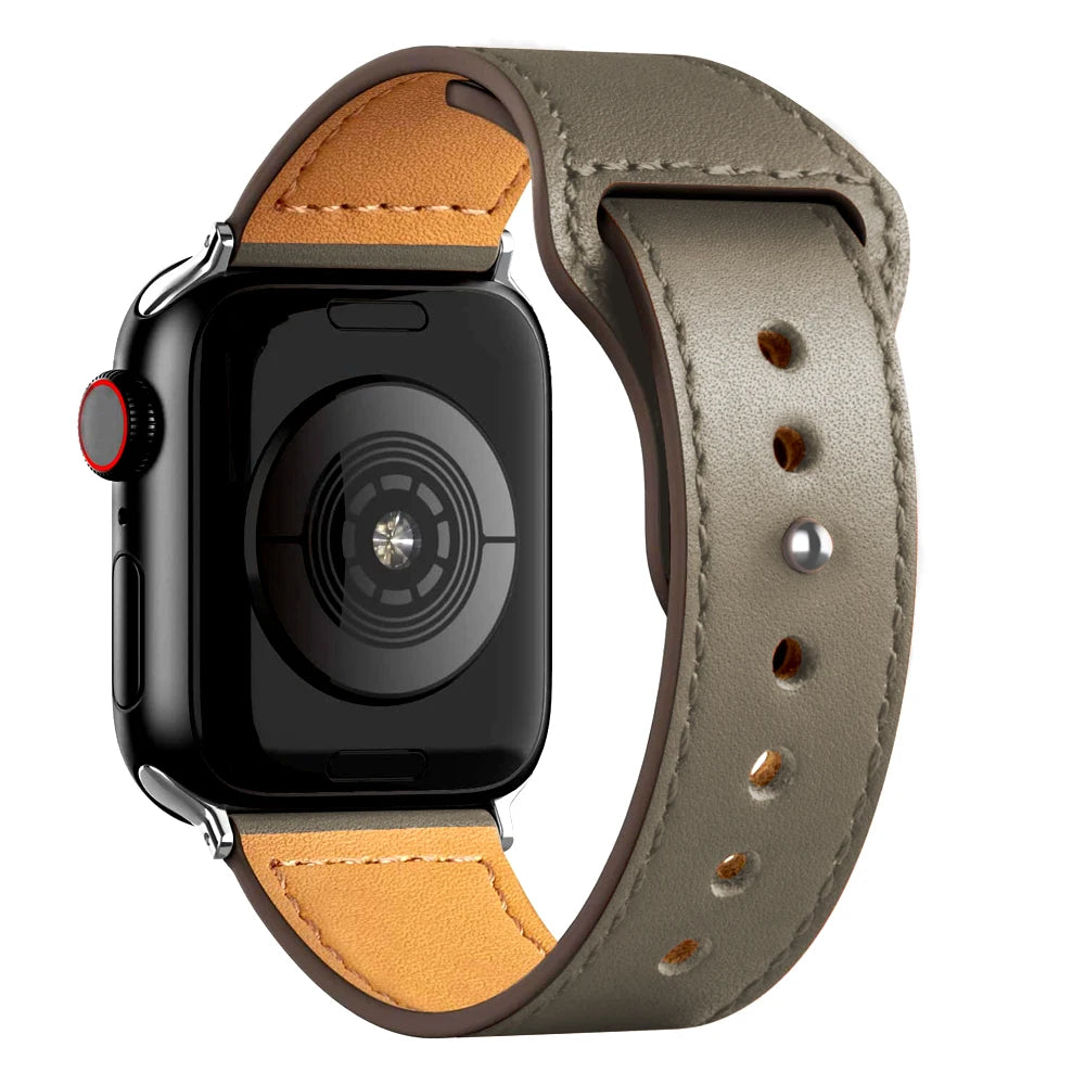 Leather Band for Apple Watch Ultra 2 – Compatible 49mm/45mm/44mm/41mm/40mm/38mm, Wrist Bracelet Strap for iWatch Series 3–9, SE, 4, 5, 6, 7, 8 & 9