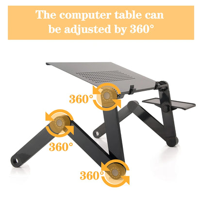 Adjustable Aluminum Laptop Desk Stand - Portable Ergonomic Lapdesk with Mouse Pad for Bed, Sofa, and TV Viewing