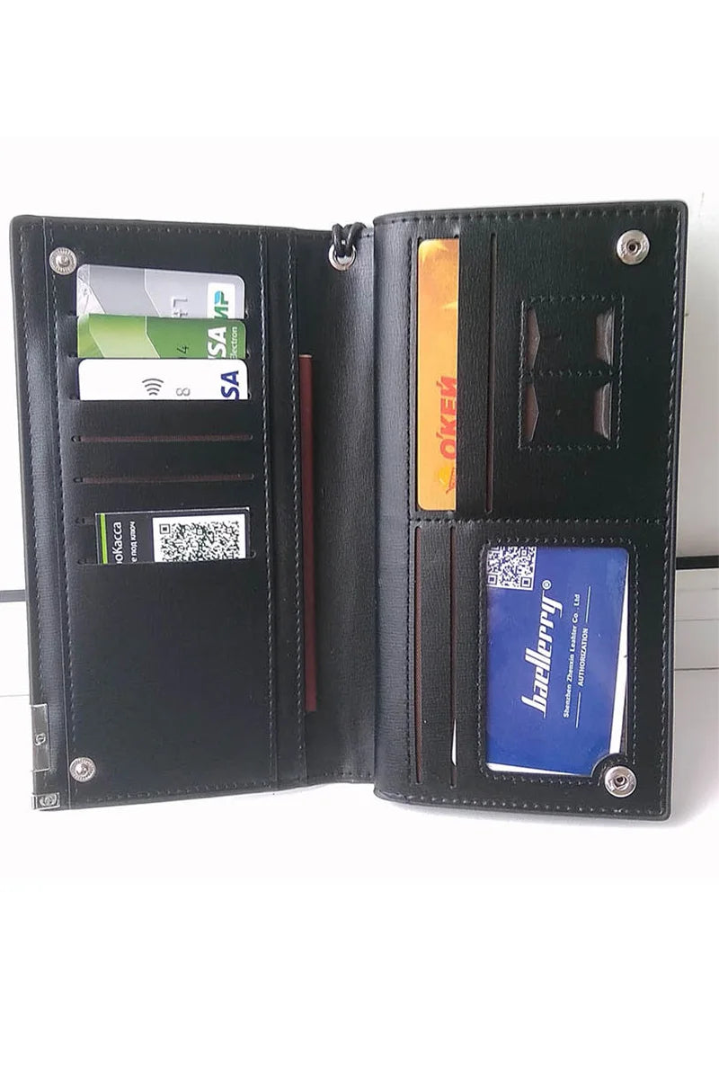 Baellerry Men’s Long Wallet – Large Capacity Zipper Clutch with Card Holder & Coin Pocket, Luxury Handbag Purse