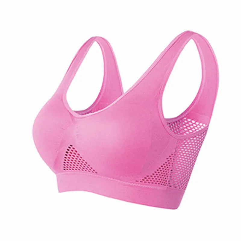 Women’s Hollow Out Sports Bra – Padded Seamless Yoga & Gym Top, M-6XL Athletic Vest