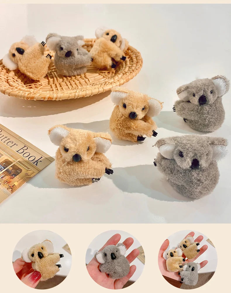 2021 Women’s Cute Koala Bear Hair Clips – Plush Side Bangs Barrettes, Soft Hairpins for Girls and Ladies Hair Accessories