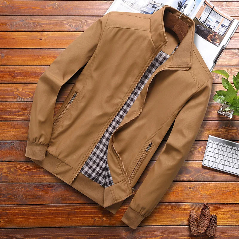 2025 Spring Autumn Men's Bomber Jacket – Casual Solid Slim Fit, Baseball Style, M-6XL & 8XL Sizes