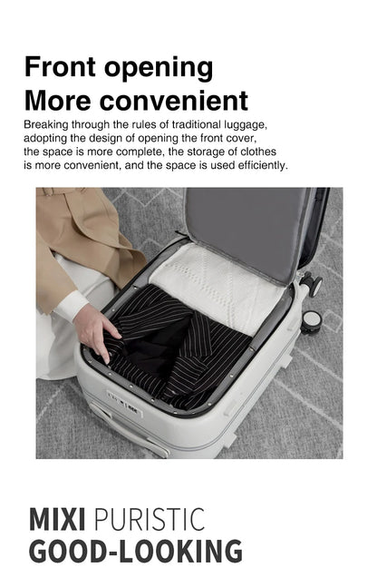 Mixi Aluminum Frame Carry-On Suitcase — Patent Design Rolling Luggage for Cabin, 18/20/24 Inch M9260