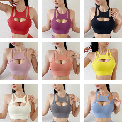Elevate Your Workout: SOISOU Nylon Women's Sports Bra Top with Chest Pad Removable - Tight Elastic Gym Yoga Bralette in 13 Vibrant Colors