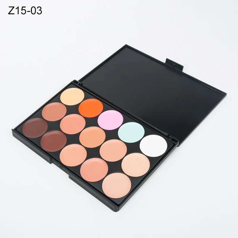 15-Color Professional Concealer & Contour Palette – Full Coverage Camouflage Cream Foundation Makeup Kit
