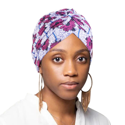 Women's Print Flower Knot Cancer Chemo Hat: New Ruffle Beanie Scarf Turban Head Wrap Knitted Cap - Hair Loss Accessories