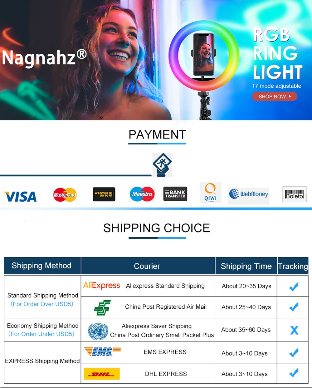 Nagnahz U800 LED Photo Studio Light - Portable Lighting for TikTok, YouTube, Gaming, and Live Video Recording
