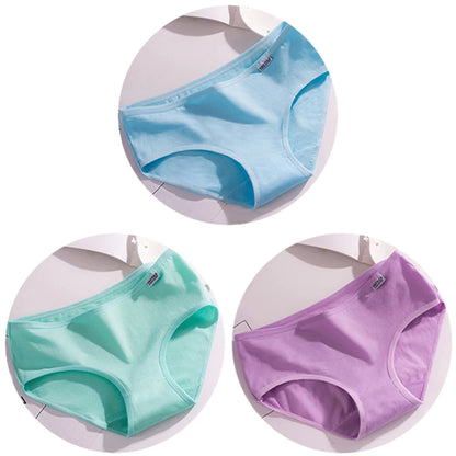 Women’s Cotton Underwear - Candy Color Mid-Waist Breathable Plus Size Briefs
