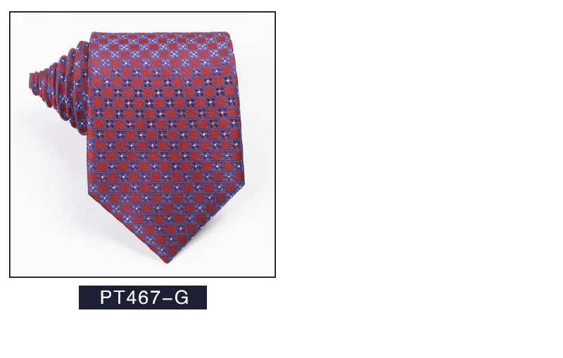 Classic Men's Necktie in Blue, Black, and Red - 8cm Striped and Plaid Ties for Business, Formal and Wedding Attire