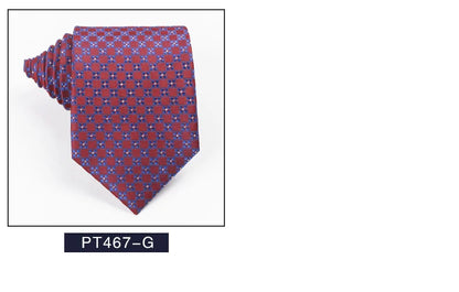 Classic Men's Necktie in Blue, Black, and Red - 8cm Striped and Plaid Ties for Business, Formal and Wedding Attire