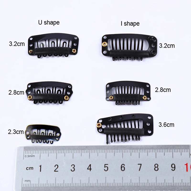 50Pcs Wig Clips Snap Clips - 2.3cm-3.6cm Black & Brown Hair Extension Weft Clips for Wig Styling & Hair Tools
