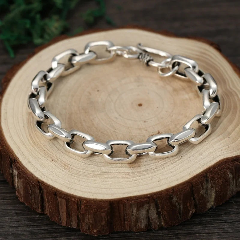 Ethnic Wind Dragon Bracelet – Vintage Silver Plated Cuff Bangle, Motorcycle Riding Charm Jewelry Gift for Men