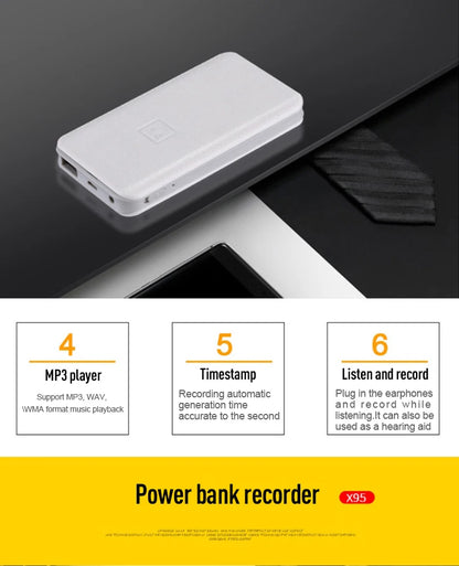 8-64GB Digital Voice Recorder – Hidden Sound-Activated Espia Dictaphone with Magnet, Long-Distance Recording, MP3 & U-Disk