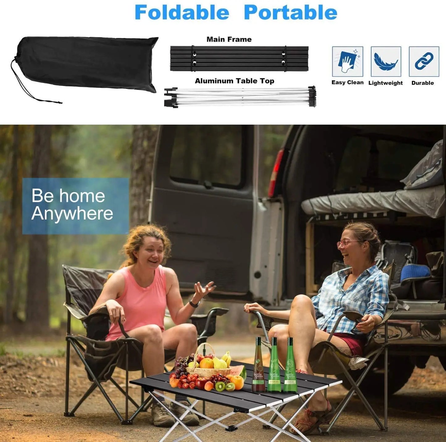 Ultralight Portable Folding Camping Table - High Strength Aluminum Alloy Outdoor Dinner Desk for Garden Party Picnic BBQ