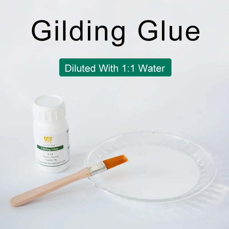 Gold Foil Sheets & Gilding Glue Set - Water-Based Concentrated Glue for Arts, Crafts, and Real Gold Leaf Projects