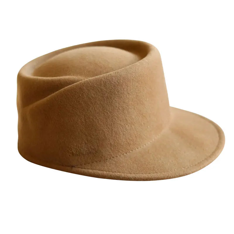 Winter Fedora Hat for Women - Korean Flat Top, Wool, British Casual Style in Navy, Black, Gray, Khaki, High Quality Equestrian Fashion