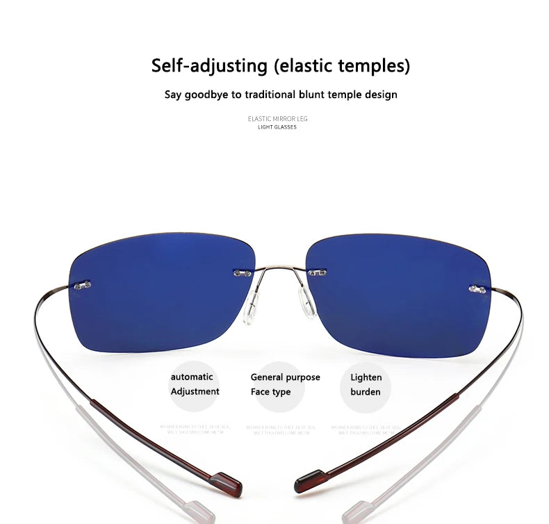 2025 New Cool 100% Pure Titanium Rimless Sunglasses – Polarized Grey Lenses, Super Thin, UV400 Protection, Oculos De Sol