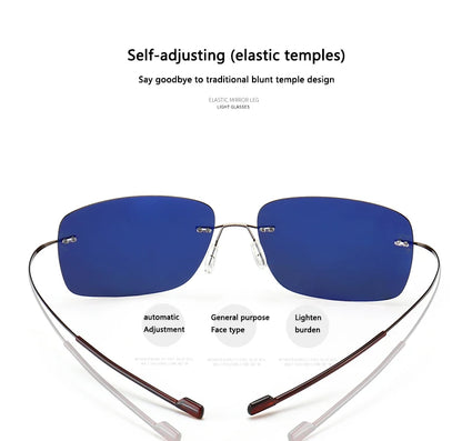 2025 New Cool 100% Pure Titanium Rimless Sunglasses – Polarized Grey Lenses, Super Thin, UV400 Protection, Oculos De Sol