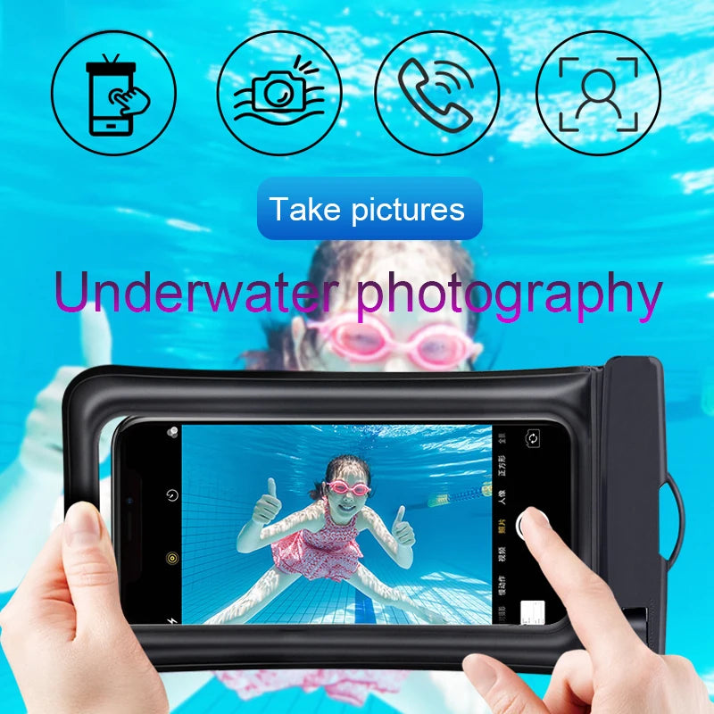 Floating Airbag Waterproof Swim Bag Phone Case - Compatible with iPhone 11/12/13/14 Pro Max, Samsung S23/S22, Xiaomi 13, Huawei P30/20 Lite