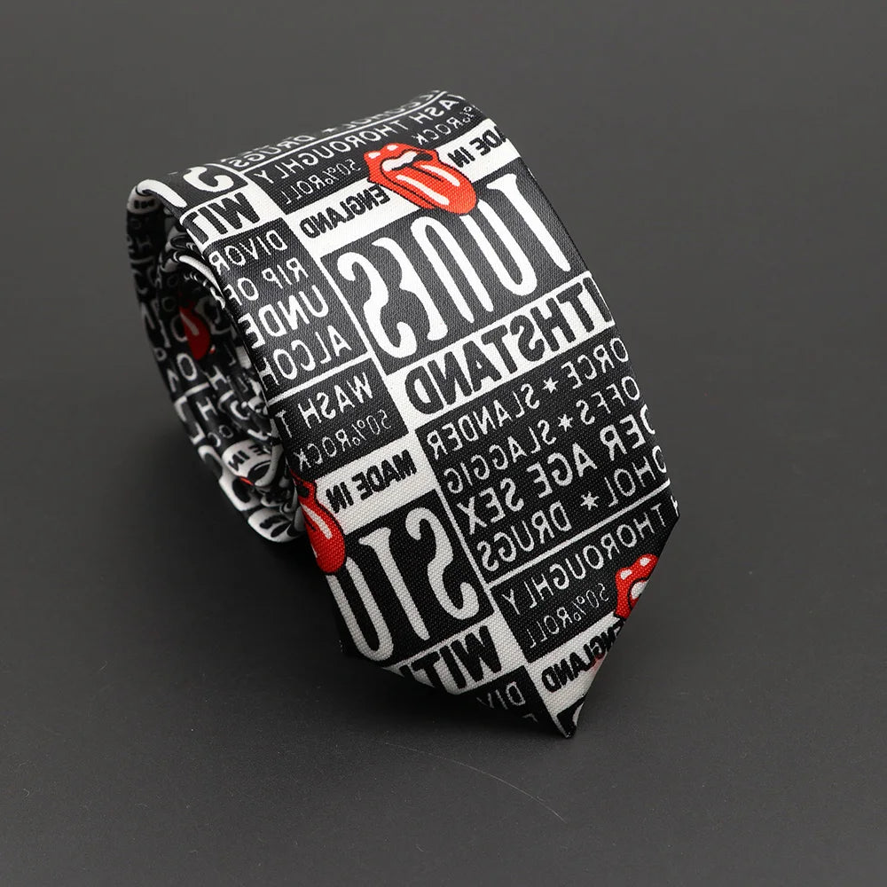 Musical Notes Slim Necktie - Silky Piano & Guitar Print Tie for Men & Women, Elegant Fashion Gift