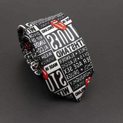 Musical Notes Slim Necktie - Silky Piano & Guitar Print Tie for Men & Women, Elegant Fashion Gift