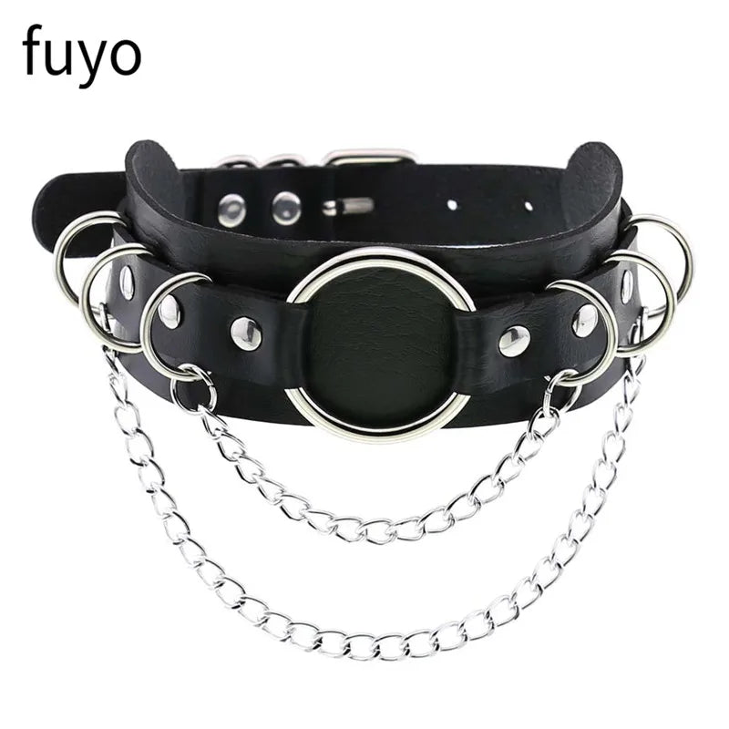 Black Cross Gothic Punk PU Leather Choker – Rock Necklace Jewelry for Women and Men
