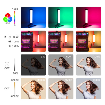 LUXCEO P200 RGB Tube LED Video Light - Rainproof, Built-in Battery, Magnet, APP Control - Studio Photo Product Lighting