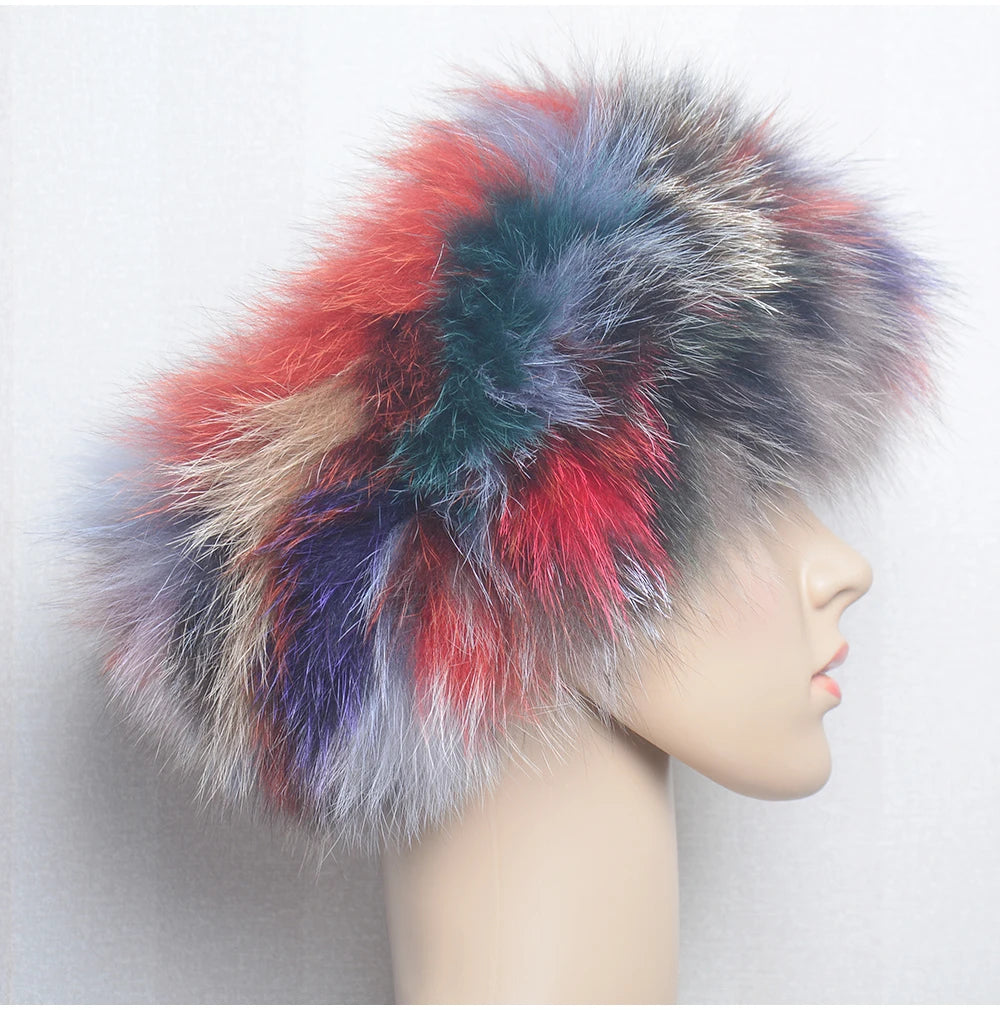 2025 Real Fox Fur Scarf and Headband – Luxury Winter Neck Warmer for Women, 100% Natural Fur, Elastic Ring Muffler