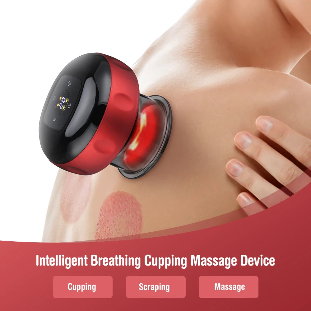 Intelligent Electric Cupping Massage Device: LCD Display Guasha Scraping, Heating Vacuum - Negative Pressure Body Massager