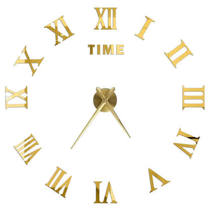 3D DIY Wall Clock - Modern Acrylic Mirror Sticker Quartz Clock For Living Room Decor With Silent Movement