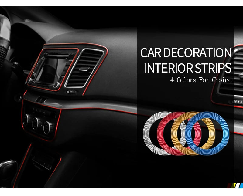 SEAMETAL Car Interior Molding Trim Strips – Flexible Anti-Scratch 5m Decoration Line for Dashboard & Car Styling Accessories